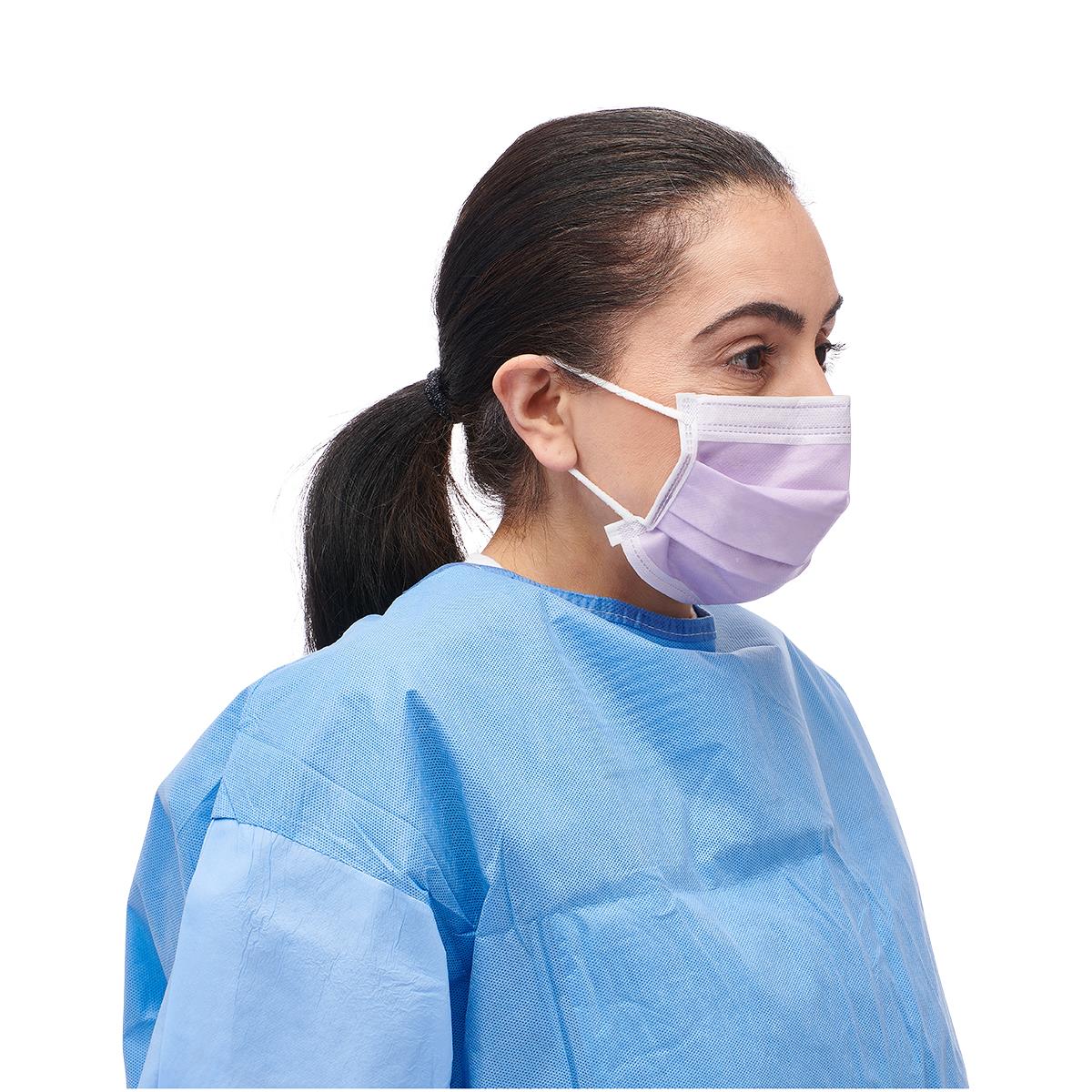 Skin Friendly Fog Free ASTM Level 3 Procedure Masks 4 Ply Purple Ear Loop Masks FluidShield 